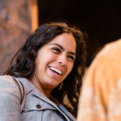 Woman smiling.